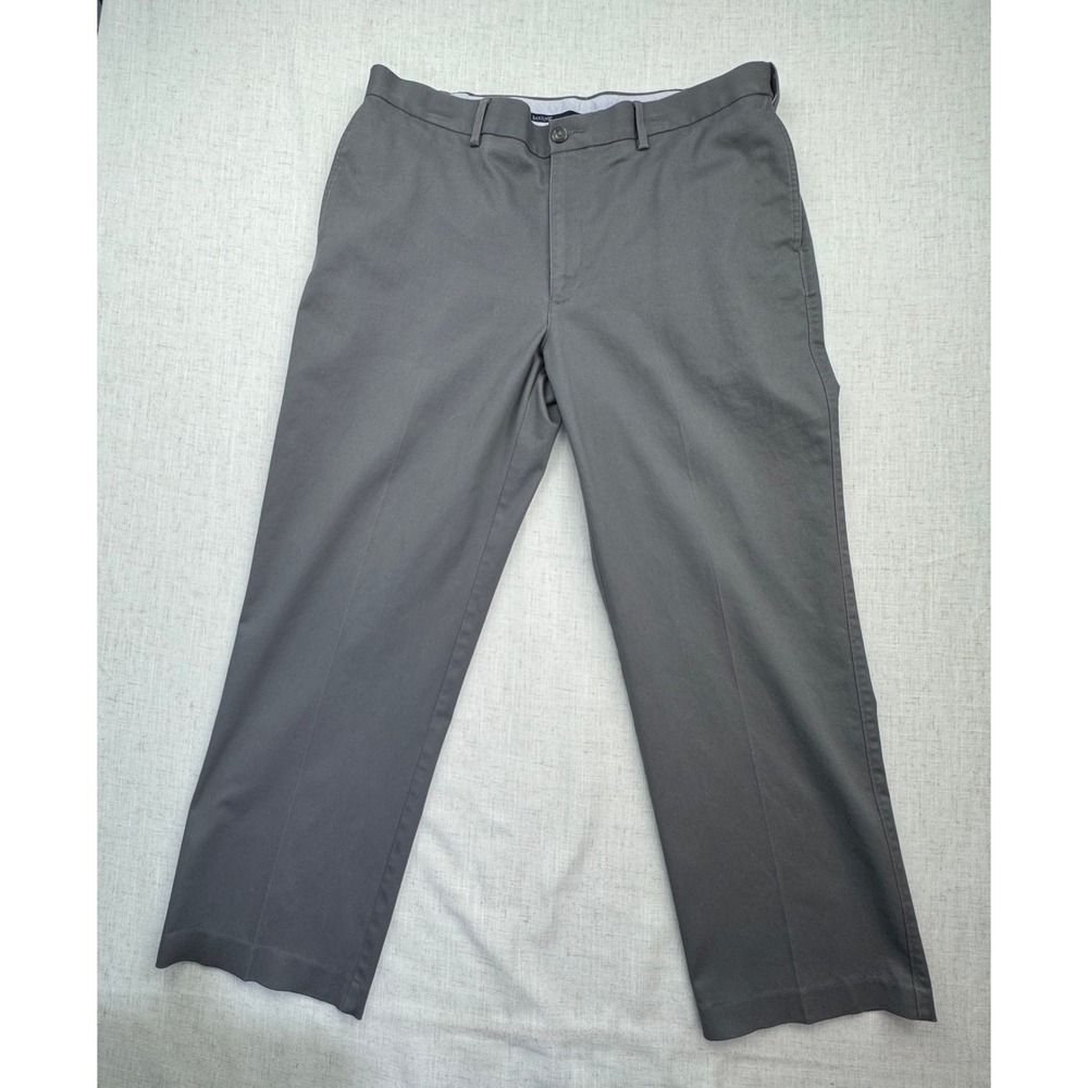 Savane Chino Pants Men 36x29 Grey Stretch Flat Front Business Casual Workwear